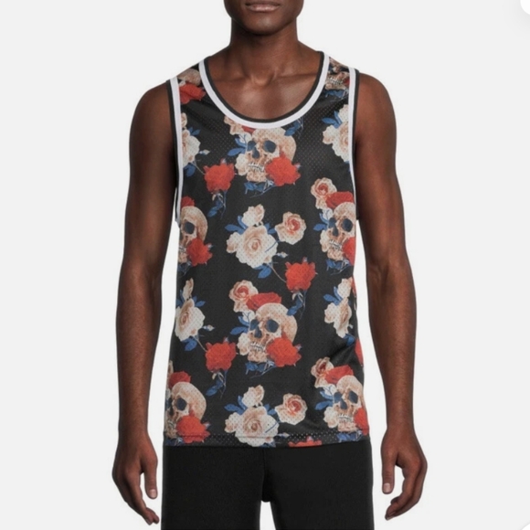 No Boundaries Men's Mesh Tank Top Sleevless Skulls & Roses • XS (30-32) - Picture 1 of 3